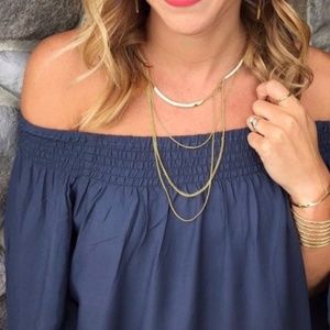 stella & dot ~ drape collar necklace ~ gold tone layered